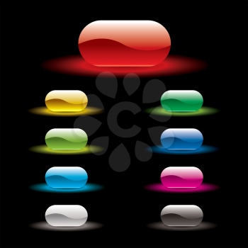 Royalty Free Clipart Image of a Set of Glowing Gel Buttons