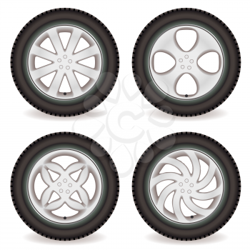 Royalty Free Clipart Image of Four Car Wheels