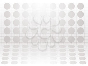 Royalty Free Clipart Image of a Grid Background With Silver Discs