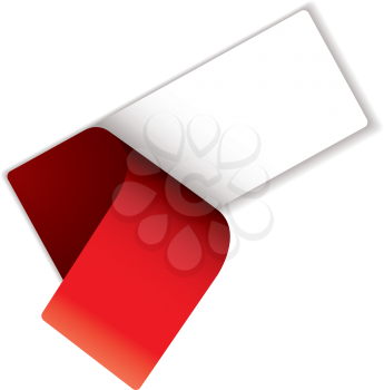Royalty Free Clipart Image of a White Label With a Peeling Red Cover
