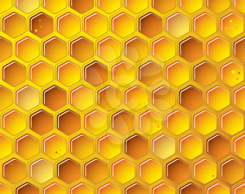 golden bee honeycomb background with bubbles