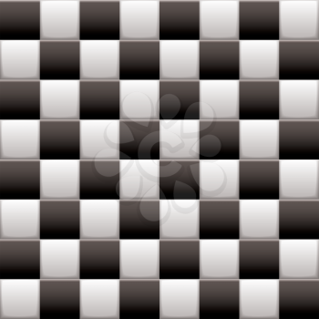 Black and white 3d checkered flag background with seamless tile repeat