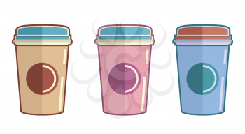 Disposable coffee cup icons flat style