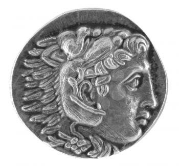 Royalty Free Photo of Alexander the Great Ancient Greek Tetradrachm 315 BC isolated in white