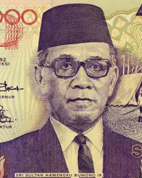 Royalty Free Photo of Sri Sultan Hamengku Buwono IX (1912-1988 )on 10000 Rupiah 1992 Banknote from Indonesia. First Governor of the Yogyakarta Special Region, ninth Sultan of Sultanate of Yogyakarta a