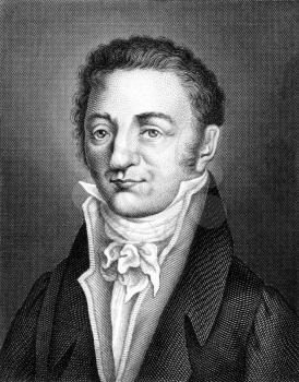 Joseph Louis Gay-Lussac (1778-1850) on engraving from 1859. French chemist and physicist. Engraved by unknown artist and published in Meyers Konversations-Lexikon, Germany,1859.