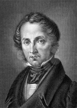 Justus von Liebig (1803-1873) on engraving from 1859.  German chemist. Engraved by C.Barth and published in Meyers Konversations-Lexikon, Germany,1859.