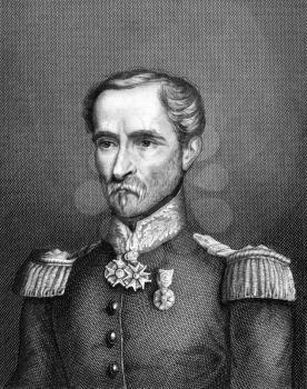Louis Eugene Cavaignac (1802-1857) on engraving from 1859. French general. Engraved by Meinetzberger and published in Meyers Konversations-Lexikon, Germany,1859.