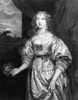 Elizabeth Cecil, Countess of Devonshire (1619-1689) on engraving from 1829. Engraved by T.Wright and published in ''Portraits of Illustrious Personages of Great Britain'',UK,1829.