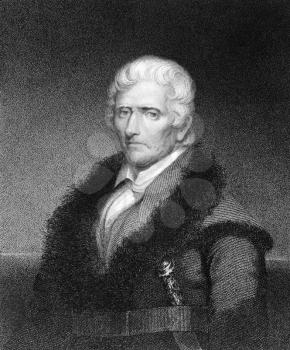 Daniel Boone (1734-1820) on engraving from 1835. American pioneer, explorer, and frontiersman. Engraved by J.B.Longacre and published in''National Portrait Gallery of Distinguished Americans Volume II