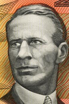 Charles Kingsford Smith (1897-1935) on 20 Dollars 1974 banknote from Australia. Early Australian aviator.