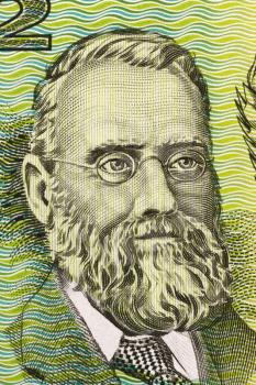 William Farrer (1845-1906) on 2 Dollars 1966 banknote from Australia. Leading Australian agronomist and plant breeder.