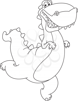 Royalty Free Clipart Image of a Dancing Dinosaur