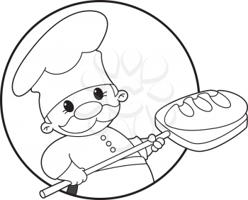 illustration of a baker with bread circle outlined