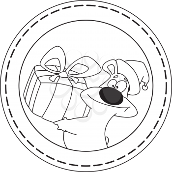 illustration of a bear and gift banner outlined