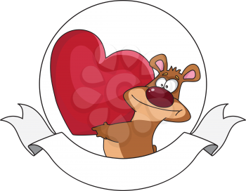 illustration of a bear and heart funny banner