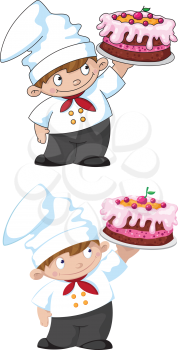 illustration of a small cook with cake