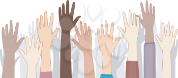 Royalty Free Clipart Image of Raised Hands