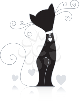 Royalty Free Clipart Image of a Cat With Fancy Whiskers