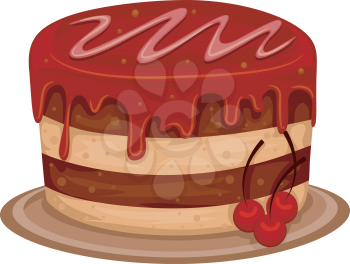 Royalty Free Clipart Image of a Cherry Cake