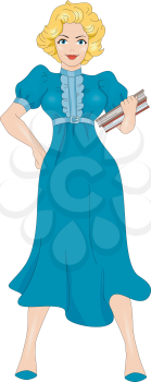 Royalty Free Clipart Image of a Pin-Up Teacher