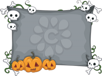 Background Illustration Featuring Skulls and Pumpkins