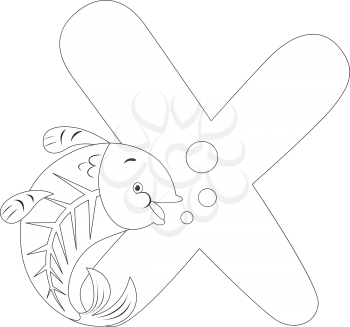 Coloring Page Illustration Featuring an X-ray Fish