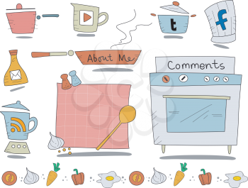 Illustration of Web Icons with a Cooking Theme