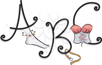 Text Illustration Featuring a Girly Alphabet with the Letters A, B, and C