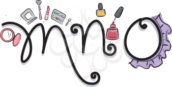 Text Illustration Featuring a Girly Alphabet with the Letters M, N, and O