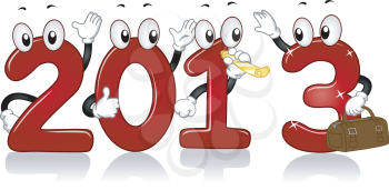 Royalty Free Clipart Image of Cartoon Characters for 2013
