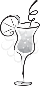 Illustration of Cocktail Drink in Black and White