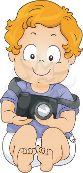 Illustratiion of a Little Boy Holding a Camera