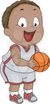 Illustration of a Little Boy Clad in Basketball Attire