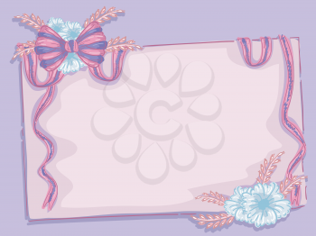 Background Illustration Featuring a Flowery Ribbon Wrapped Around a Blank Piece of Paper