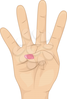 Illustration Featuring an Open Palm Gesturing the Number Five