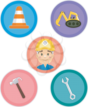 Illustration Featuring Different Construction Tools and Equipment