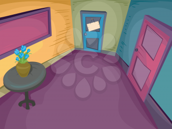 Illustration Featuring an Empty Colorful Foyer