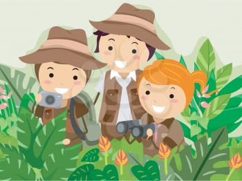 Illustration Featuring Kids on a Safari Adventure