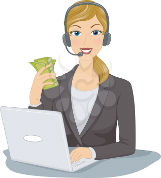 Illustration Featuring a Woman Doing Business From Home