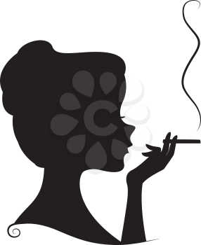 Illustration Featuring the Silhouette of a Female Smoker