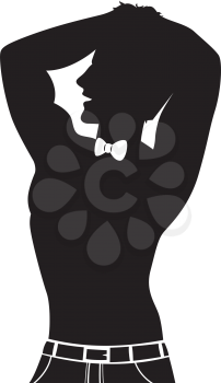 Illustration Featuring the Silhouette of a Male Dancer at a Bachelorette's Party