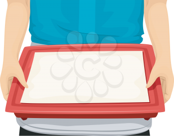 Illustration of a Waiter Carrying a Serving Tray