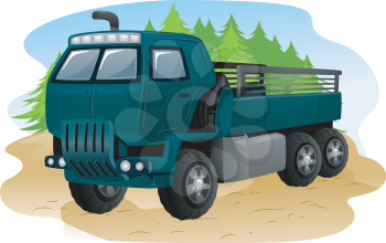 Illustration of an Army Truck with the Back Uncovered