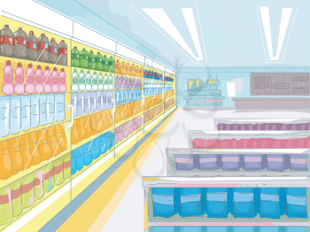 Illustration of a Convenience Store Showcasing a Wide Array of Products