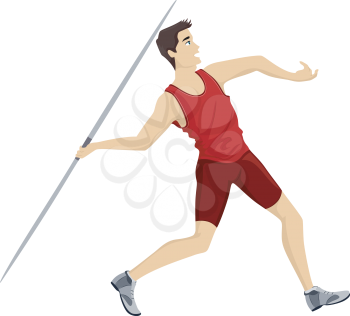 Illustration of a Teenage Javelin Player Throwing a Javelin