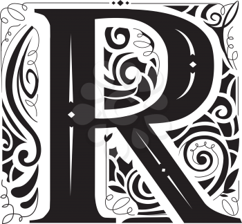 Illustration of a Vintage Monogram Featuring the Letter R