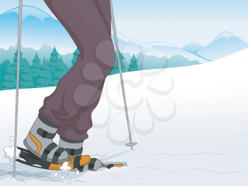 Cropped Illustration of a Man Trekking a Snowy Mountain