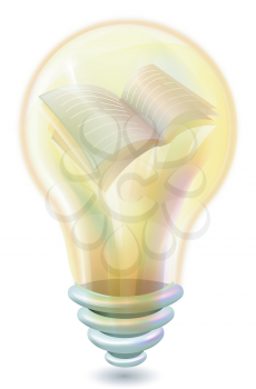 Colorful Illustration of a Light Bulb with a Book Inside - eps10