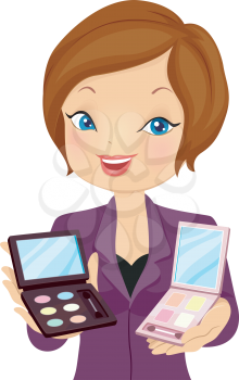 Illustration of a Beauty Consultant Recommending Cosmetic Products